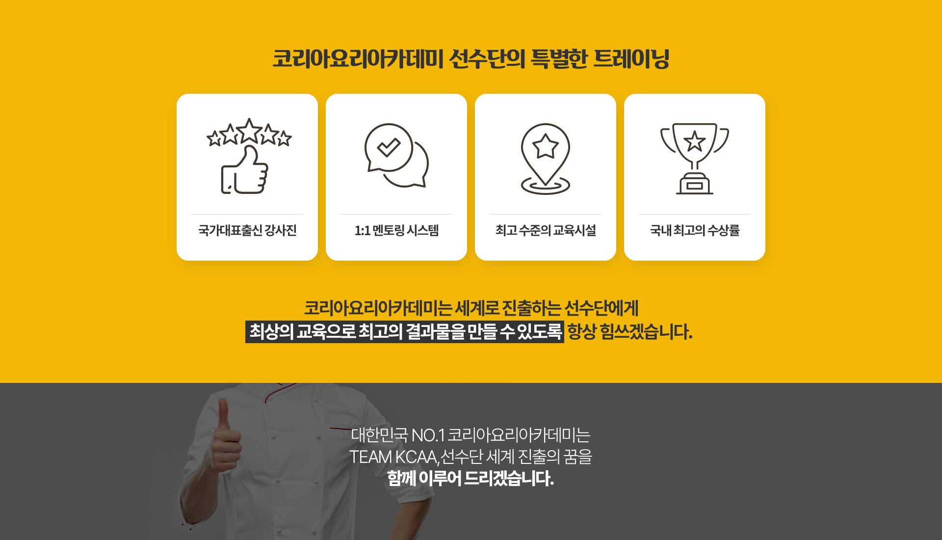 코리아요리아카데미 선수단의 특별한 트레이닝